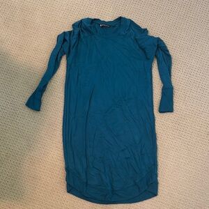 Athleta Blue Sheath Dress with Cuffed Long Sleeves